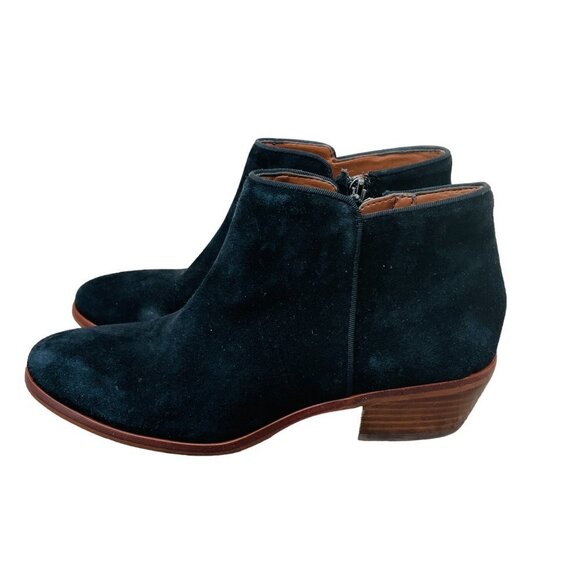 Sam Edelman Women's Petty Boots Sz 6 Black Suede Leather Bootie Block Heel Boho - Picture 2 of 10